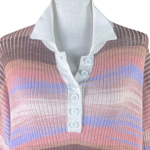 Asos Design Womens Multicolor Space Dye Ribbed Knit Collared Jumper Size 10 - Picture 2 of 5